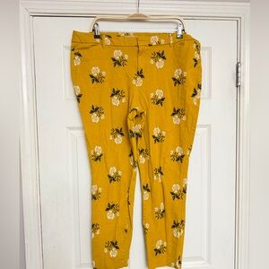 Mustard Yellow Floral Print Pixie Pants